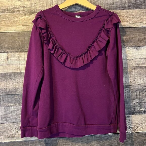 Tea Other - Tea Girls Ruffled Long Sleeve Plum‎ Purple Sweatshirt Top 8 Cotton Cottagecore